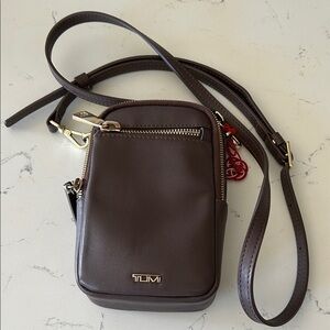 Tumi Chocolate Brown Leather Crossbody Pouch